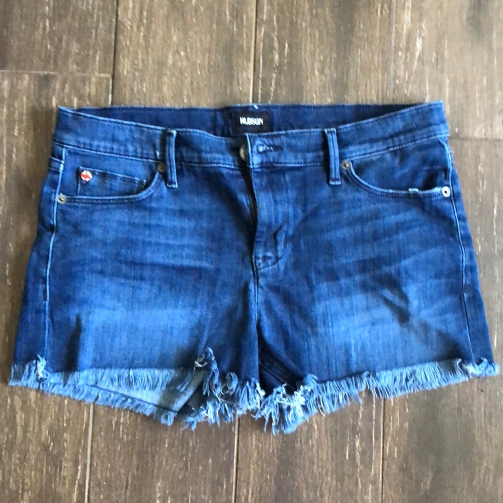Hudson Jean Shorts. Amber, raw hem.